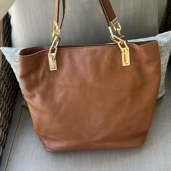 Michael Kors Cognac Leather Brooke Medium Tote/Crossbody Bag - Picture 5 of 11